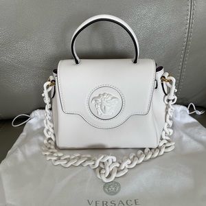 Versace La Medusa Small White Leather Top Handle Bag. NWOT